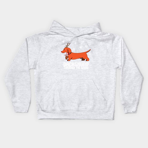 Dachshund Through The Snow TShirt - Ugly Christmas Funny Kids Hoodie by ghsp